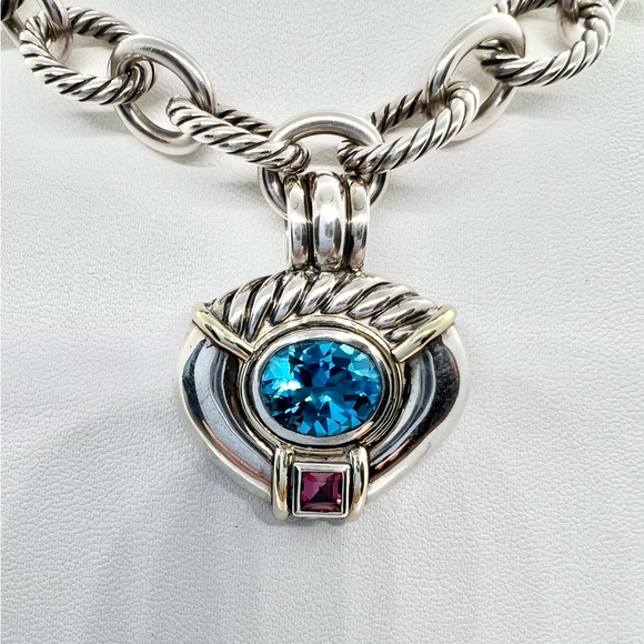 David Yurman Topaz and Tourmaline Enhancer Pendant - Picture 8 of 15
